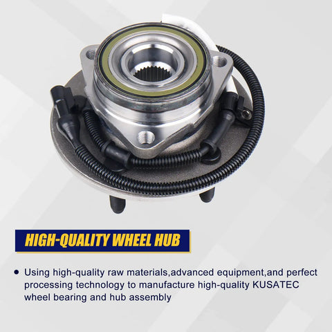 Front Wheel Bearing Hub Assembly 2 Pack For Ford F150 2000 To 2004 With ABS 5 Lug Bolts 14mm Studs Close-Up View