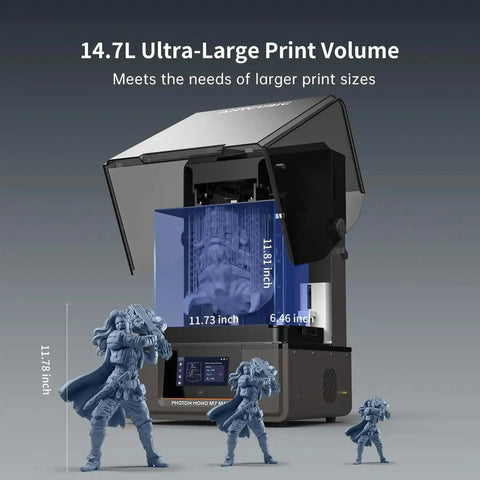 Resin 3D Printer With 13.6 Inch 7K Mono LCD Screen, large build volume, detailed miniatures display, front view