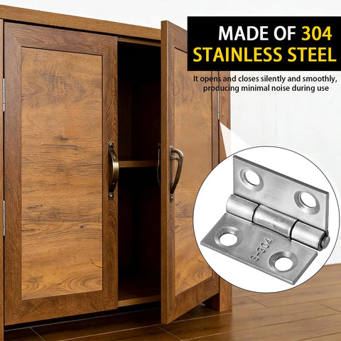 Qyueyue 1-inch 304 stainless steel mini cabinet hinges with mounting screws, 6 pcs for wooden boxes and cabinet doors