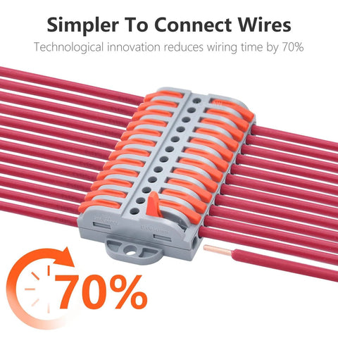 Six Pack Lever Wire Connectors Kit, 12-Position Terminal Strip for Inline Circuits, Quick Wire In With 24-12 AWG Conductors