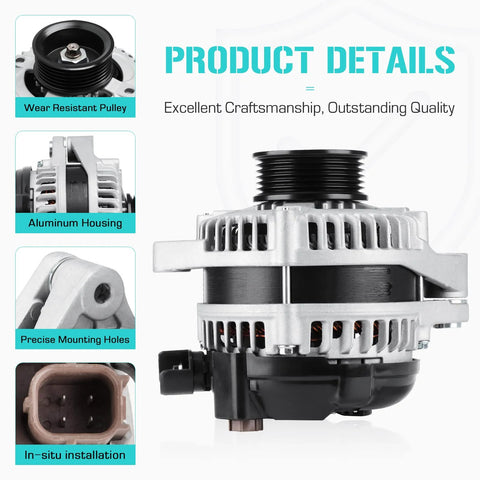 Ready To Roll Alternator For 3.5L Pilot Odyssey Ridgeline 2012 2013 2014 2015 12V 130A CW 6 Groove High Output Replacement