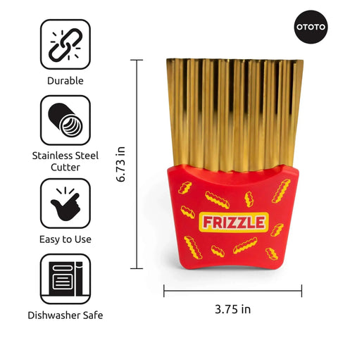 Frizzle Crinkle Fry Cutter Turns Potatoes Into Waffle Fries And Fun Veggie Crinkles For Easy Snacking And Party Ready Bites A Cool Quick Kitchen Gadget And A Quirky Gift OTOTO, stainless steel, plastic handle, 6.73x3.75 inches