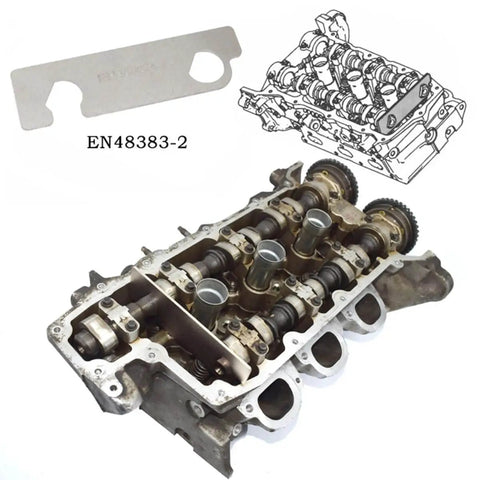 Camshaft Retaining And Alignment Timing Tool Kit For General Motors Vehicles with engine diagram and tool EN48383-2.