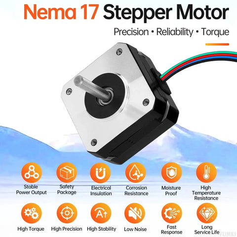 3 Pack Nema 17 Stepper Motors Kit for 3D Printer DIY CNC Robot 2 Phase 1.8 Degree High Torque Bipolar Close-up