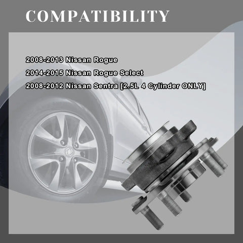 Front Wheel Bearing Hub Assembly For Nissan Rogue And Sentra 5 Lug With ABS Encoder Replaces 513298 compatibility chart
