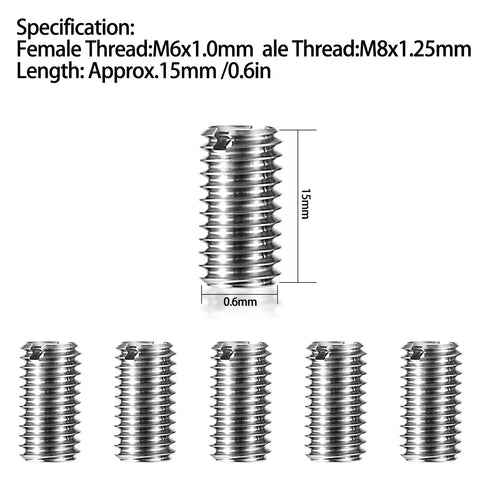 20 Pcs Thread Reducing Nuts M8 Male To M6 Female Threaded Reducers Adapters Sleeve Bolts Beefy Pro Grade Stainless Steel Set For Heavy Duty Thread Repair And Custom Projects