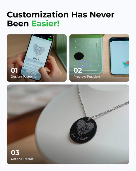 Lightning Fast 4000mm Per Second Laser Engraver For Wood Leather Acrylic Glass Portable F1 Lite By XTool engraving process steps.