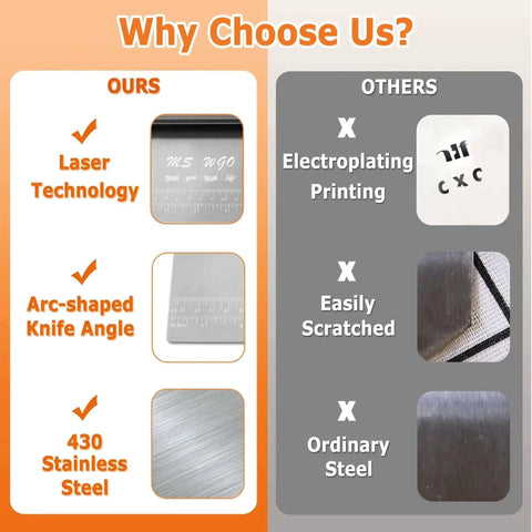Comparison of stainless steel pastry scraper cutter chopper with measuring scale versus other materials and features