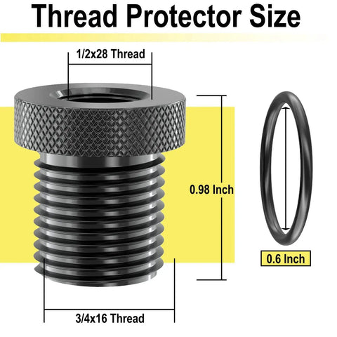 Thread Adapters With Rubber Washers For Automotive One Half To Three Quarter Inch showing size and measurements
