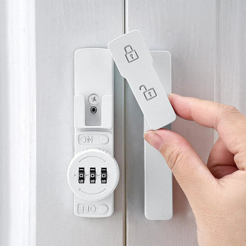 White 180 Degree Barn Door Lock With 3 Digit Keyless Password, No Key Needed, Flip Latch Privacy Lock For Barn Doors, 1000 Possible Codes