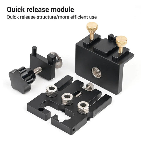 Quick release module of 3 in 1 Woodworking Drill Locator and Self Centering Doweling Jig, durable anodized aluminum construction