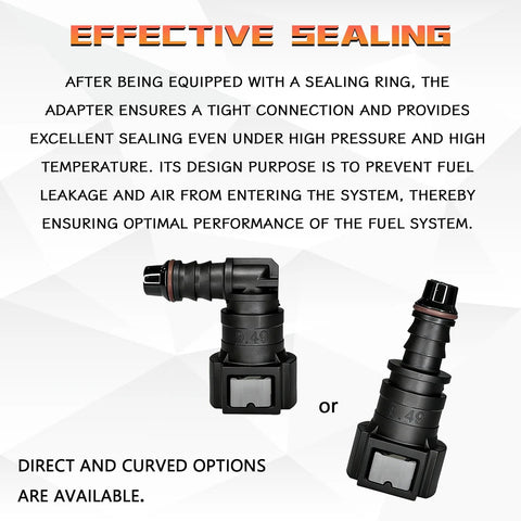 JYIS 2-pack fuel line connectors, 3/8 SAE to 5/16 nylon tubing, black push-on quick disconnect, straight and 90-degree options