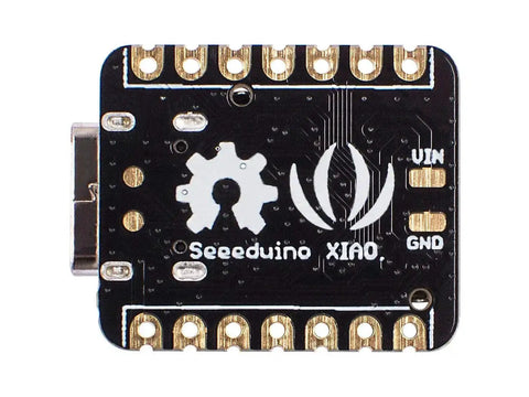 Top view of XIAO SAMD21 Microcontroller With Dope Interfaces For Arduino Compatible Projects Smallest MCU board showing ports and labels.