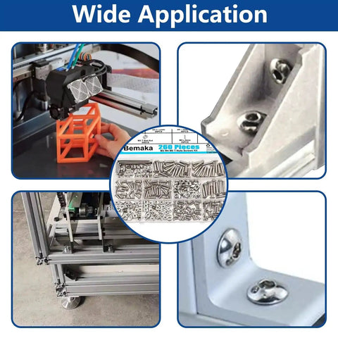 Applications of 260Pcs M3 M4 M5 T Slot Nuts and Button Head Screws Kit for 2020 Aluminum Extrusion Profile and machinery setups