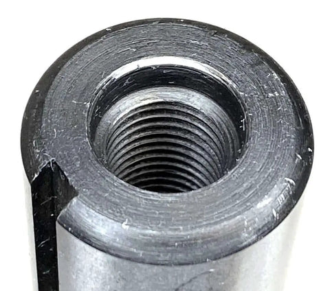 Close-up of threaded end of 1 Inch R8 End Mill Holder For Bridgeport Style Milling Machines Hardened And Ground For Single End Mills Only Pro Grade Tool Mount Built To Last HHIP 3900 0107 Compatible Precision Machining Accessory