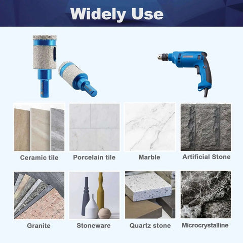 2 Pack 1 Inch Diamond Core Drill Bit And Diamond Finger Milling Bit Set With Triangle Shank for Porcelain Tile Ceramic Stone Granite
