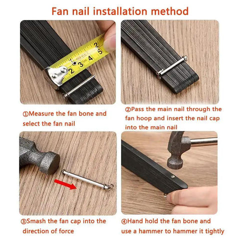 Eight Pack Folding Fan Axle Rivet Nails and Nut Repair Kit 35mm Replacement Fasteners installation method steps