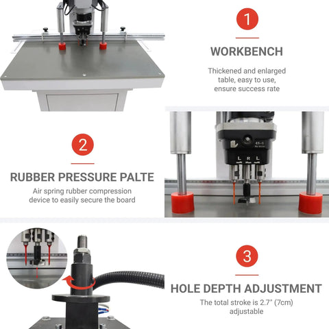 Pro Grade Pneumatic Hinge Drilling Machine For Furniture And Cabinet Installations 110V upward punching workbench and controls