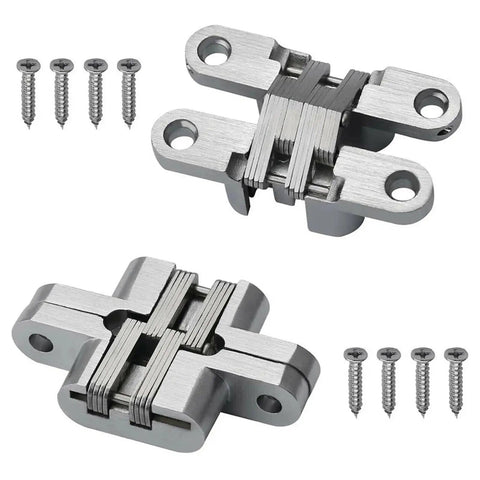 2 Pack 180 Degree Swing Door Hinges Invisible Concealed Cross Hinges For Cabinets And Folding Tables Casement Style 13x45mm Durable Furniture Hardware Set For Easy Install And No Fuss Operation