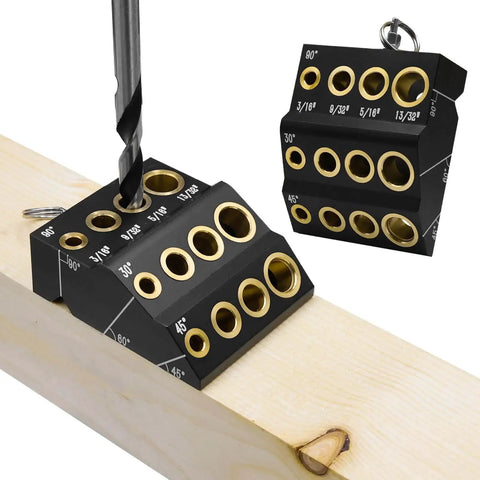 30 45 90 Degree Drill Guide for Hand Drills Portable Metal Drill Jig with aluminum alloy and copper inserts for angled holes