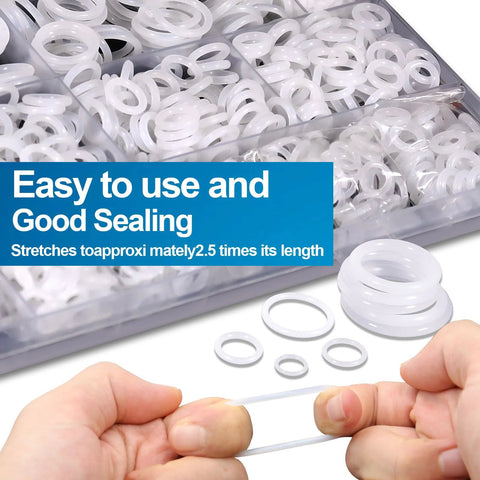 O-ring set, white silicone VMQ, 1228 pcs, food-grade, for faucet and plumbing seals