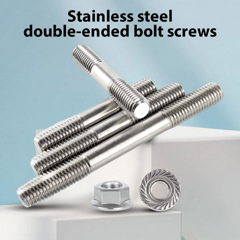 M6 Threaded Double Ended Studs Flange Nuts 50mm 60mm 70mm 80mm 304 Stainless steel