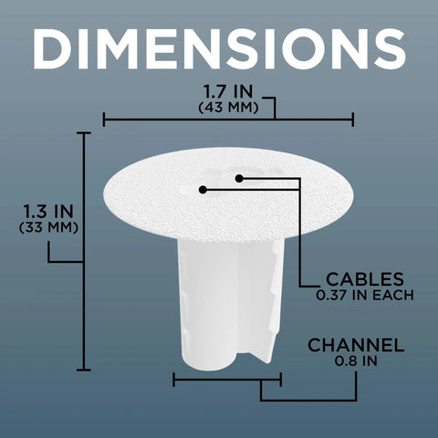 Dimensions of Dual Feed Through Bushing For RG6 Coaxial Cable Pass Through Grommet For Walls And Cabinets Indoor Outdoor