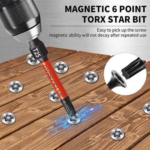 10 Pack T25 Torx Bits For Impact Driver, 2 Inch Magnetic Torx Star Bit Set With CNC Machined Tips, S2 Alloy Steel, in use