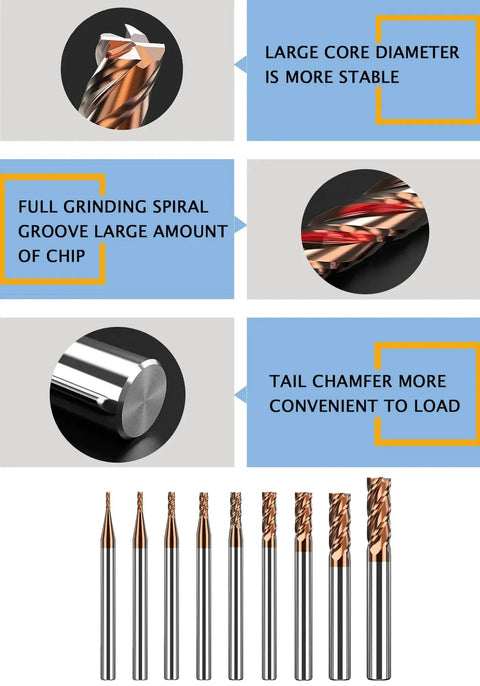 6mm Carbide Square End Mill 4 Flutes CNC Router Bit Pro Grade Beefy Cutter For Alloy Steel And Hardened Steels HRC55 TISIN Coated