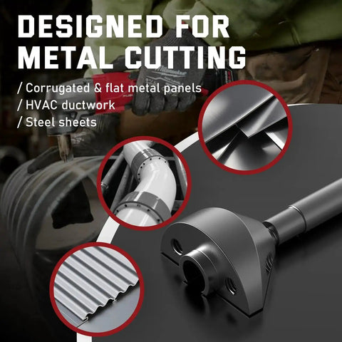 Pro Grade 16 Gauge Punch And Die Replacement Set For Sheet Metal Tools, shown for cutting metal panels and HVAC ductwork.