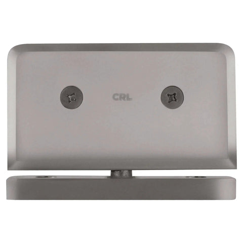 Senior Prima 01 Glass Hinge Top Or Bottom Mount Satin Chrome for 1/2 in tempered glass, front view of heavy-duty frameless shower hinge