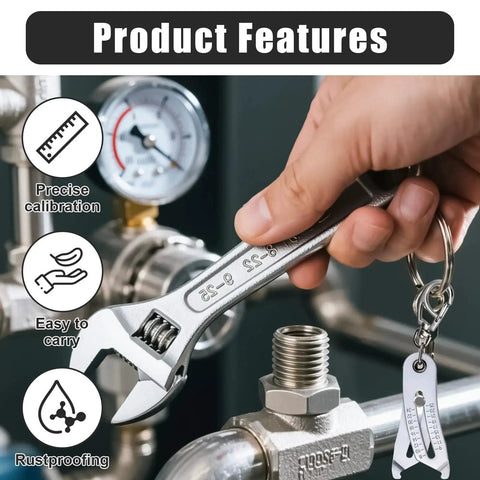 5 Piece Bolt Size Finder Tool Set With Mini Vernier Calipers And Small Ruler, Portable Nut And Bolt Thread Checker in use