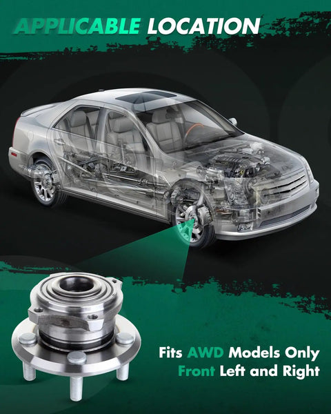 Diagram showing installation of Front Wheel Bearing Hub Assembly Kit For AWD Dodge Charger Challenger Magnum Chrysler 300 5 Lug