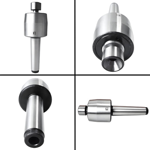 Four views of Mt3 Medium Duty Live Center Set 3MT Morse Taper Revolving Center With High Carbon Steel Construction for lathe machines.