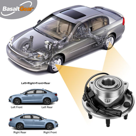 Pair Of Front Wheel Hub And Bearing Assemblies 515036 For 4WD Trucks And SUVs That Fit Silverado Sierra Avalanche 1500 Yukon XL Suburban 1500 Tahoe Cadillac Escalade ESV EXT Front Left And Right with car diagram