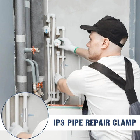 Technician uses Two Pack Half Inch Pipe Repair Clamp With Single Bolt Stainless Steel Copper Pipe Repair Kit on leaky pipes.