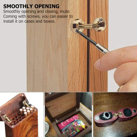 Heavy Duty Grade Copper Hidden Bracket Hinges For Jewelry Boxes And Furniture, Concealed Recessed Cabinet Door Hardware With High Load Capacity, No Fuss Install, 2 Pack By Shineofi shown installed