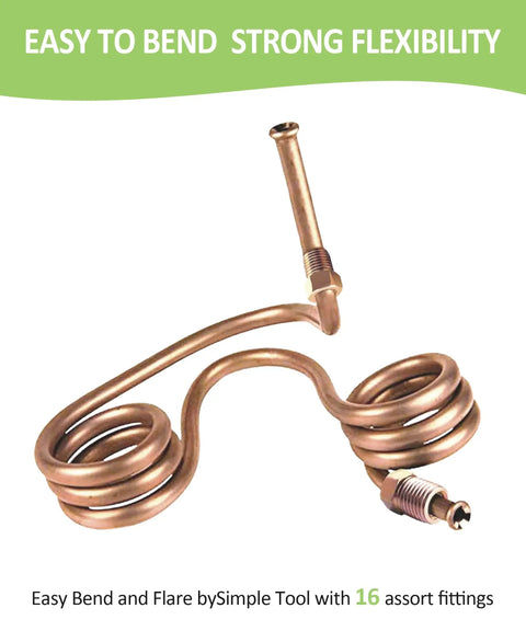 Copper brake line coil with threaded fittings; 25 ft, 3/16 in tubing for automotive braking systems