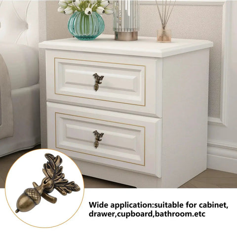 White drawer with Acorn Drawer Knobs With Leaf Pedestal Eight Piece Set In Antique Zinc Alloy And Copper Finish Squirrel Knob Pendant Pull Handles