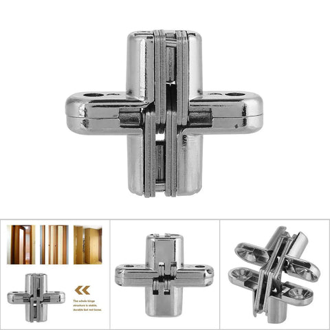 Heavy Duty Zinc Alloy Hidden Hinges For Doors And Furniture Concealed Cross Hinge With Silent Operation And 180 Degree Opening Silver Finish