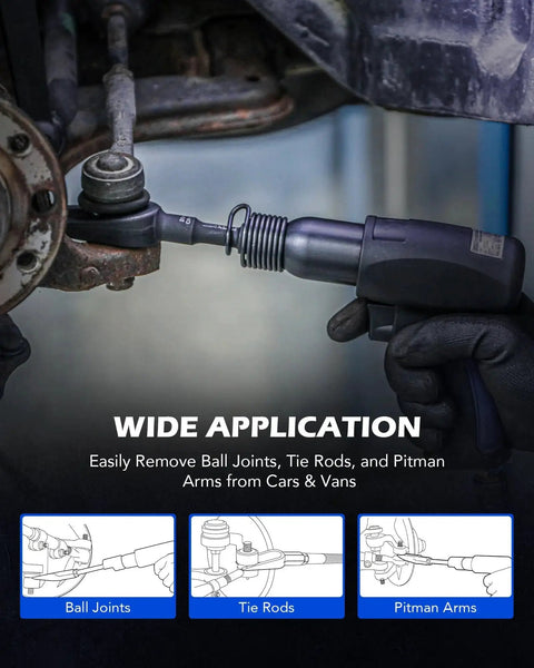 5 Piece Pickle Fork Tool Set For Ball Joints Tie Rods And Pitman Arms in use on vehicle suspension system