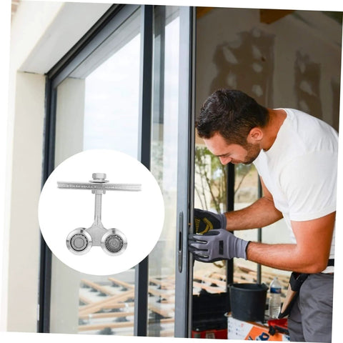 Heavy Duty Sliding Door Track Roller Wheel For Wardrobes And Closets installation, showing industrial strength steel track.