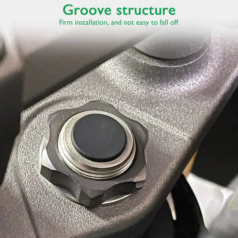 Close-up of 4 Pieces Rubber Plugs For Round Holes One And Three Quarters Inch Black Snap In Locking Hole Plugs installed in machinery.