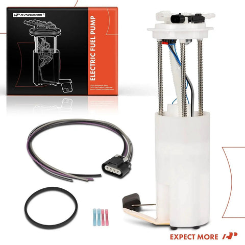 Electric Fuel Pump Module Assembly With Pressure Sensor For 2000 To 2005 Chevrolet Astro And GMC Safari V6 4.3L Replacement Fits E3506M FG0288 FG0127 Direct Fit Plug And Play shown with wiring and components