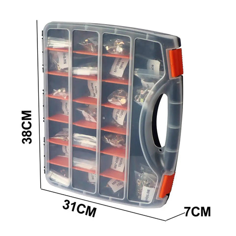 Beefy 1008 Piece Metric Bolt And Nut Set With Heavy Duty Grade 8.8 M4 M5 M6 M8 storage case showing dimensions