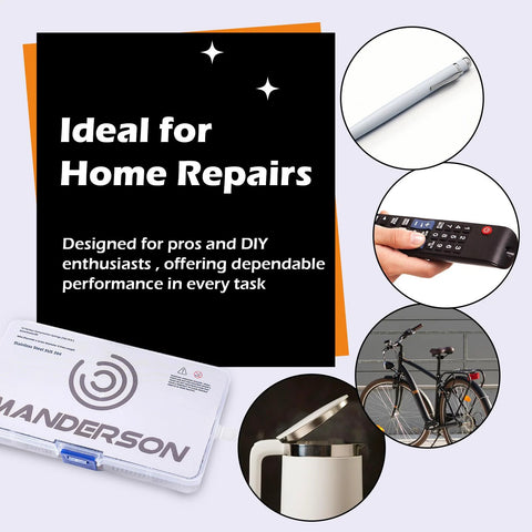 Manderson compression springs assortment kit in white case; 185 pieces, 13 sizes, stainless steel for home repair