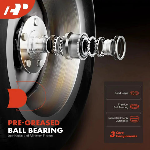 Exploded view of a Two Wheel Bearing And Hub Assembly 5 Lug Replacement For Ford Edge 2015 To 2020 Lincoln MKX showing pre-greased components.