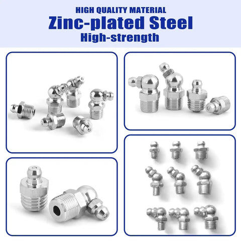 Heavy Duty 276 Piece SAE And Metric Grease Fittings Kit With One Quarter Inch And One Eighth Inch Fittings M6 M8 M10