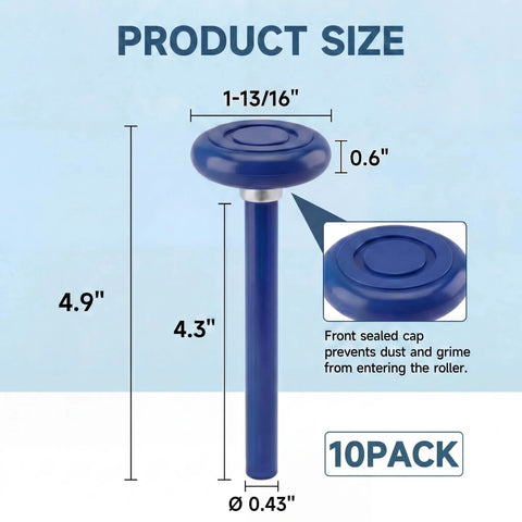 10 Pack 4 Inch Stem Blue Quiet Garage Door Rollers With Sealed End Cap Fits 2 Inch Track Seven Sixteenth Inch Stem Carbon Steel With Nylon Overmold And Reinforced Nylon Wheel For Smooth Low Vibration Operation