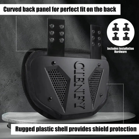 High Impact Football Back Plate For Shoulder Pads Universal Youth And Adult Protection with ergonomic curved foam core.